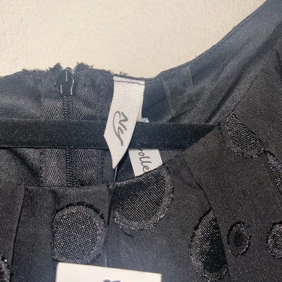 Nwt NY Collection Black Midi Dress with Polka Dots - Picture 4 of 8